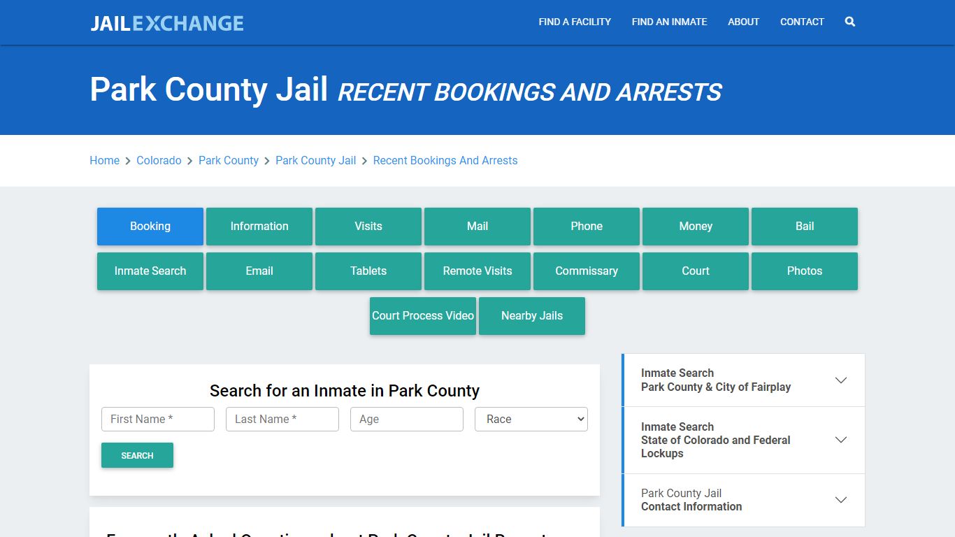 Park County Jail CO Recent Arrests and Bookings - Jail Exchange